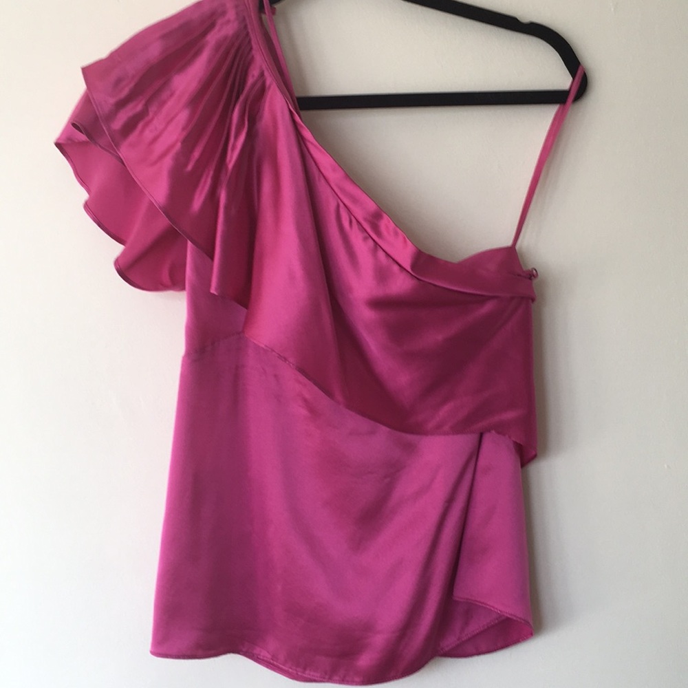 BCBG Max Azria satin one-sleeved blouse